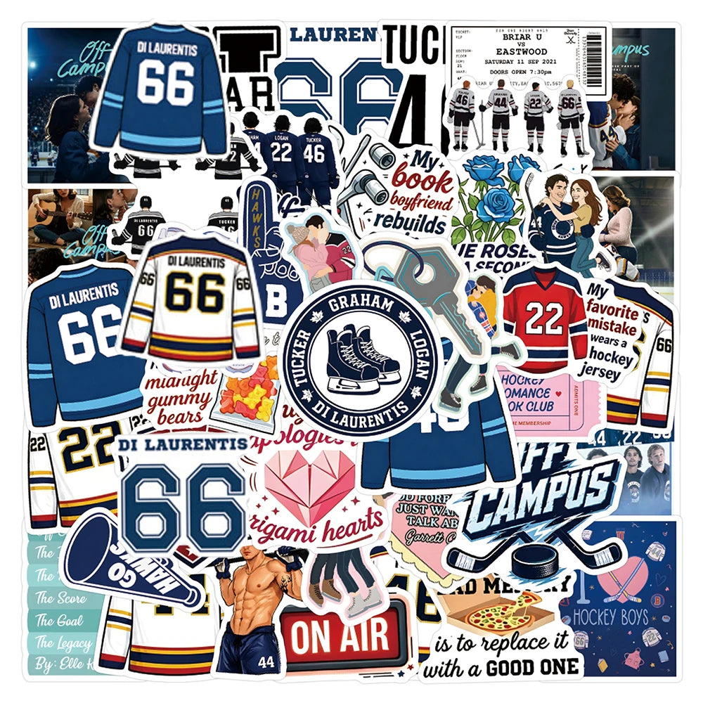 sticker adhésif motifs hockey coeurs citations personnes instruments variés populaire