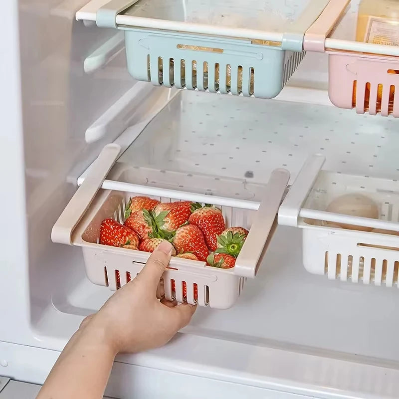 organiseur réfrigérateur rose bleu blanc grille perforations moderne clips pliables.storage.box.frigo