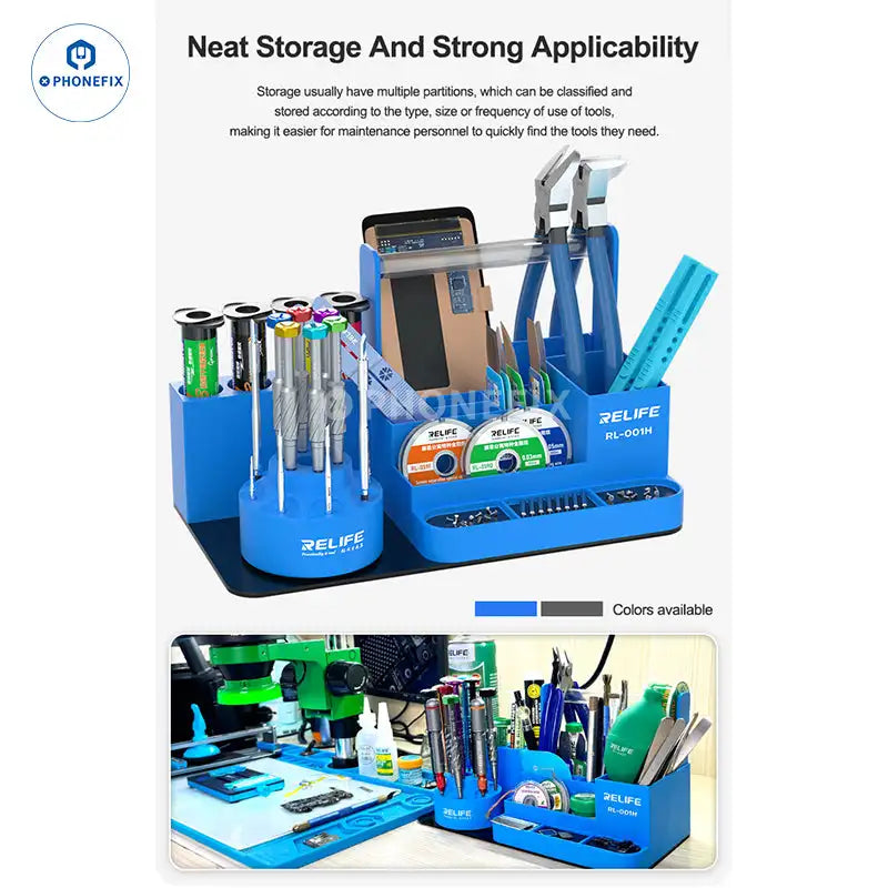 Organisation des outils dans la boîte rotative vue de dessus