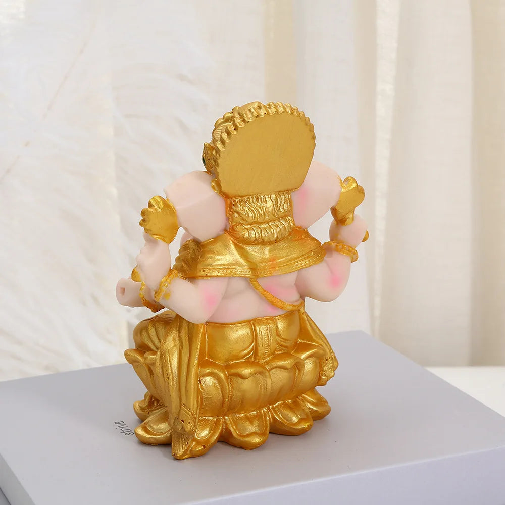 statue ganesha résine or rose religieuse traditionnelle indienne décoration divine réussite sagesse