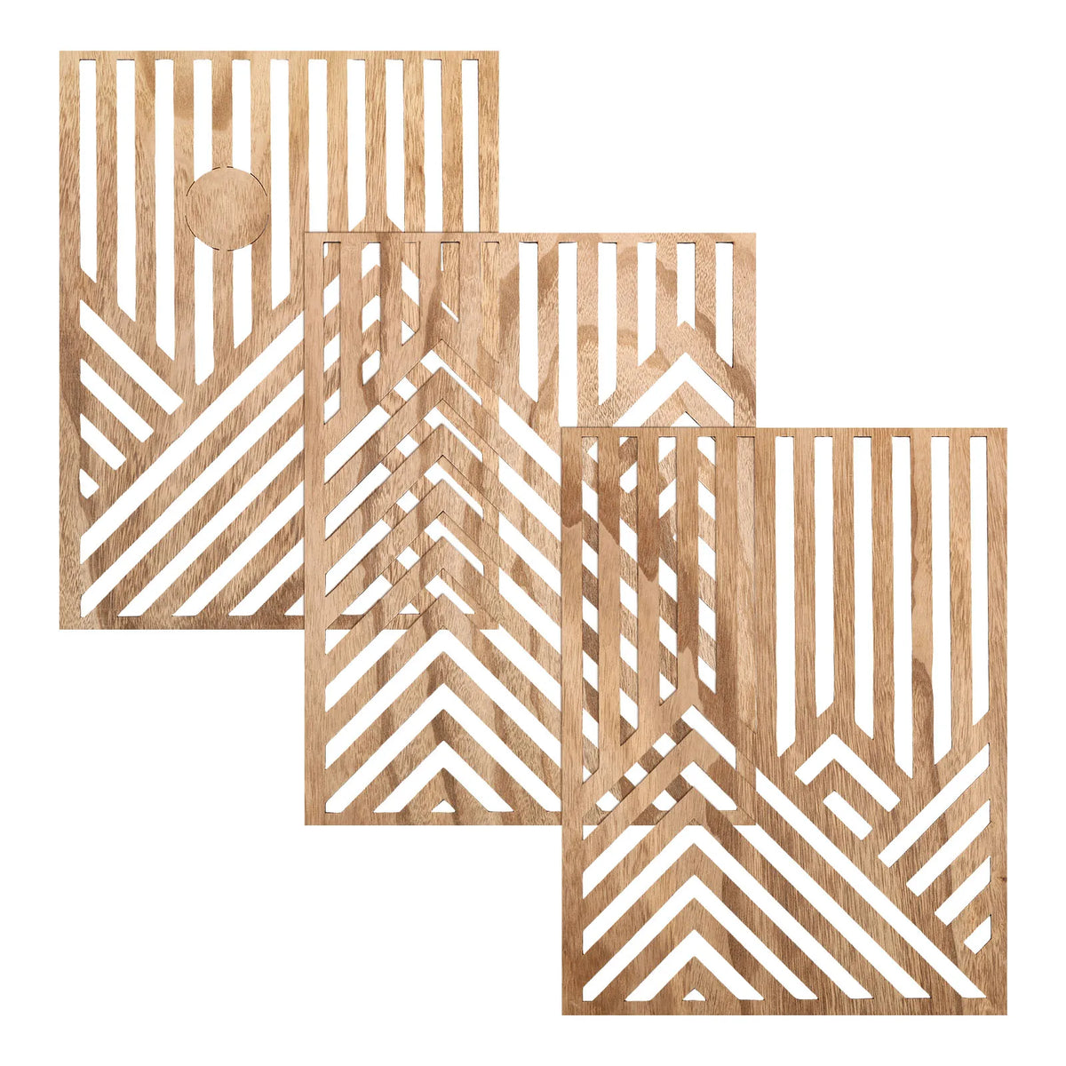 décorations murales bois sculpté motifs montagnes soleil moderne minimaliste nature ensemble pièces