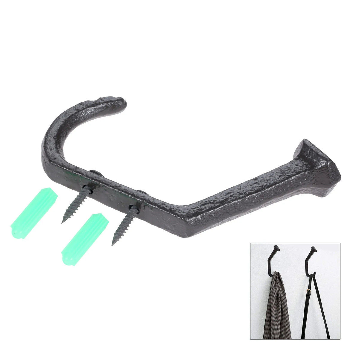crochets muraux rustiques texturés vis noirs protection murale industrielle décoration intérieure durable fixations incluses