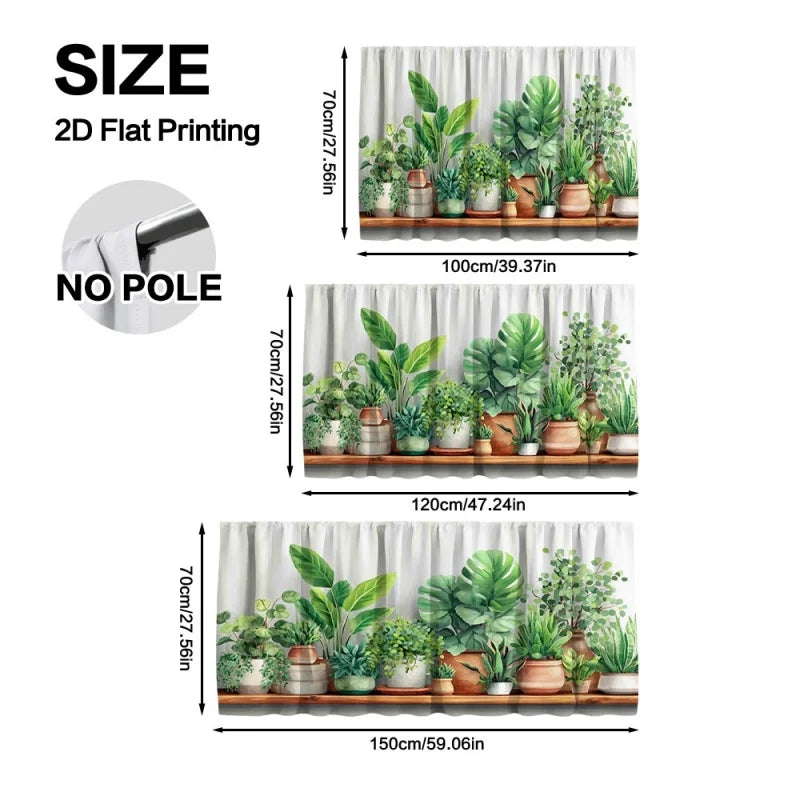 rideau décoration botanique impression plantes pots fond blanc rustique moderneôtel hospitalierôtel polyester machine wash