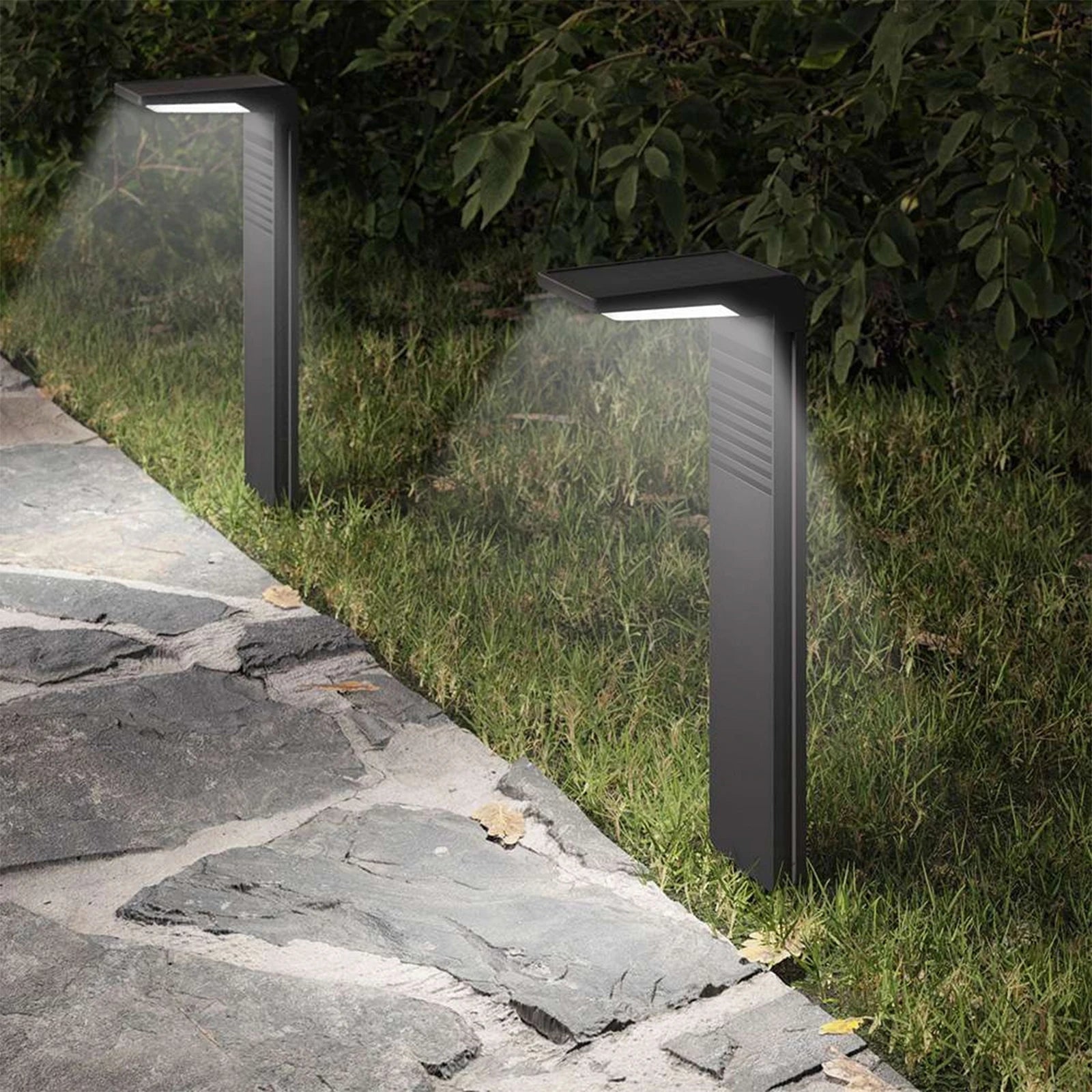 Vue de profil de la lampe solaire sur pied design moderne