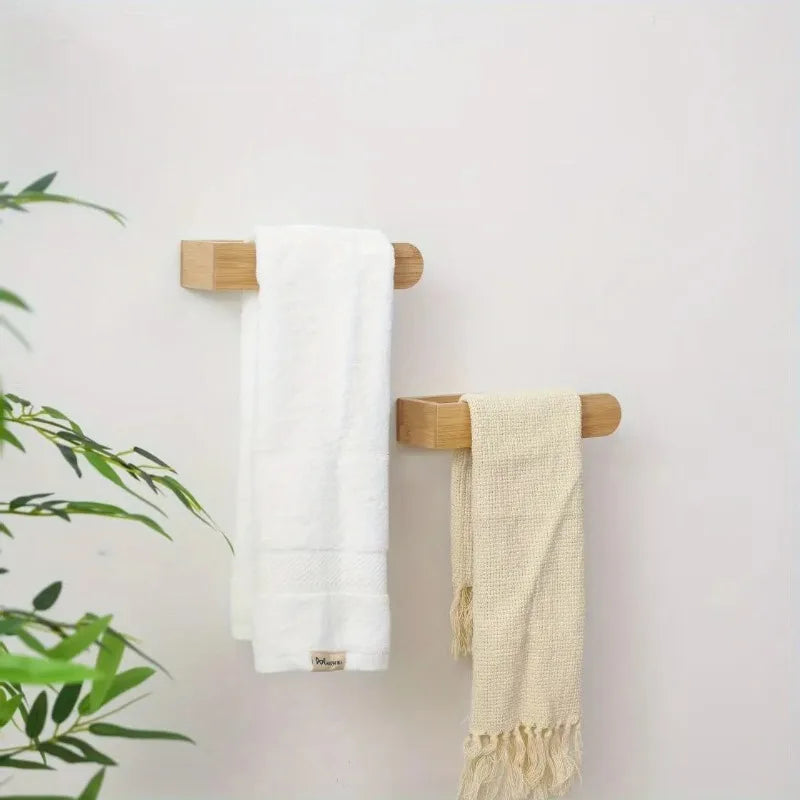 porte serviettes mural bois minimaliste sans perçage support papier toilette salle bain robuste grain