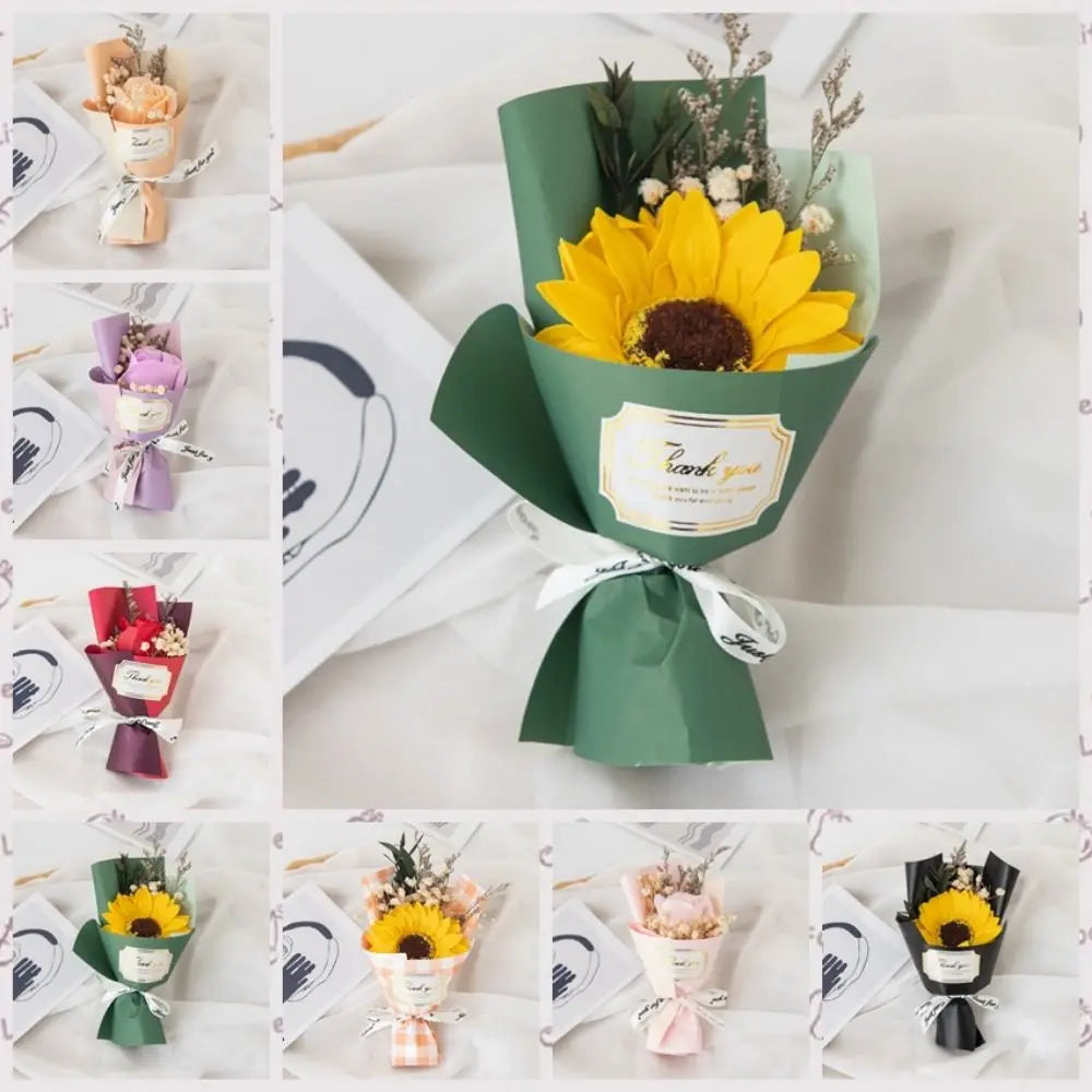 bouquet fleurs séchées rose jaune vert orange violet thank you ruban décoration intérieure classique