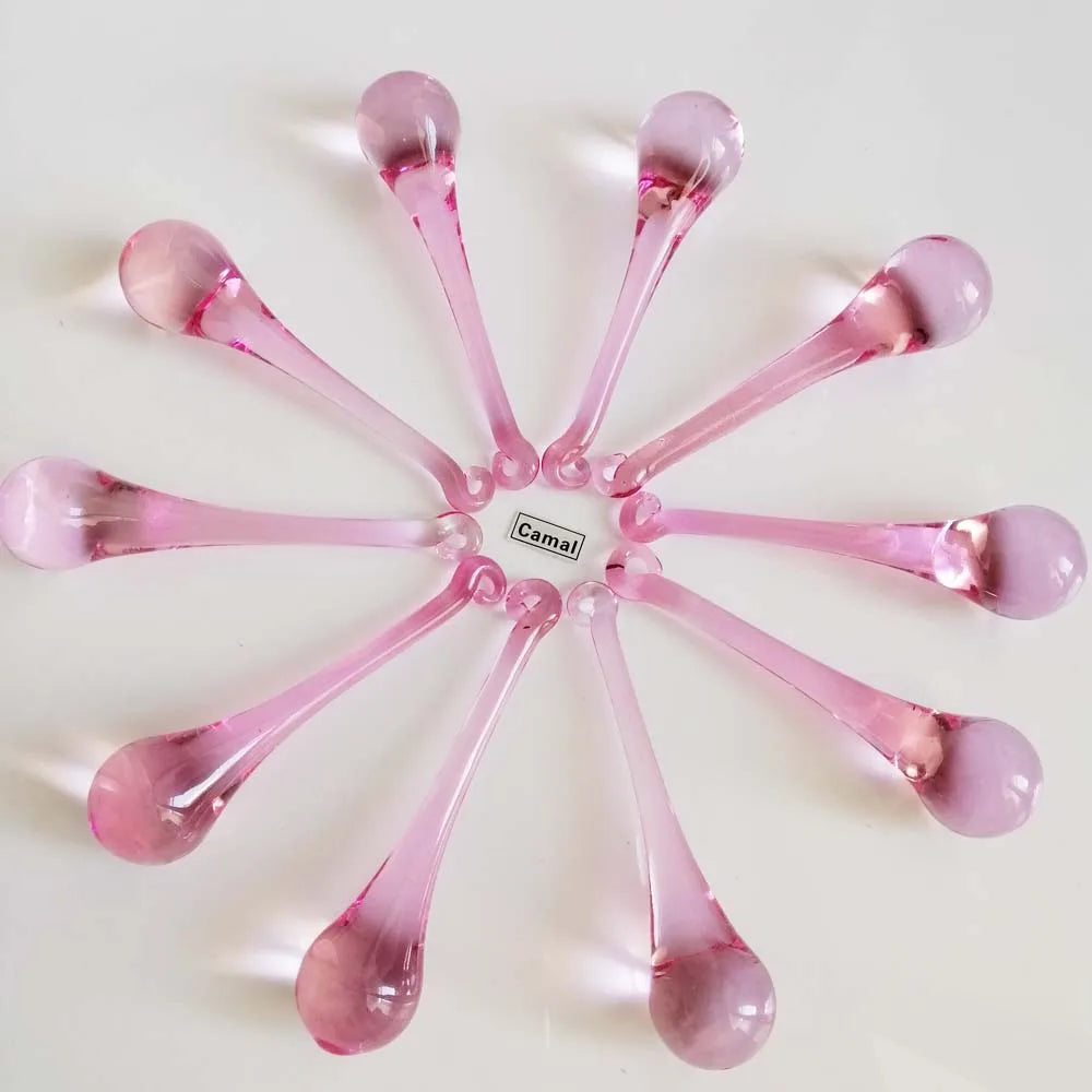 cuillères dessert rose translucides verre soufflé minimaliste pack 10 pièces moderne