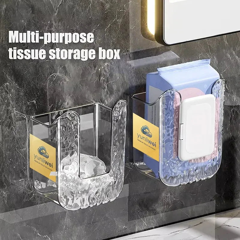 boîte rangement murale adhésive transparente moderne mouchoirs lingettes stockage intérieur gọn gàng