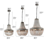 suspension lumineuse plafonnier led bois vintage éclairage salon chambre blanc gris doré