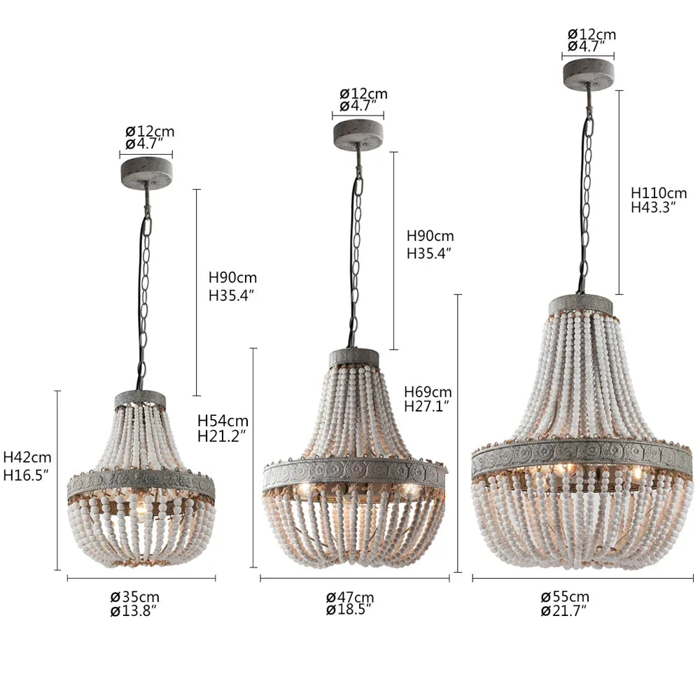 suspension lumineuse plafonnier led bois vintage éclairage salon chambre blanc gris doré
