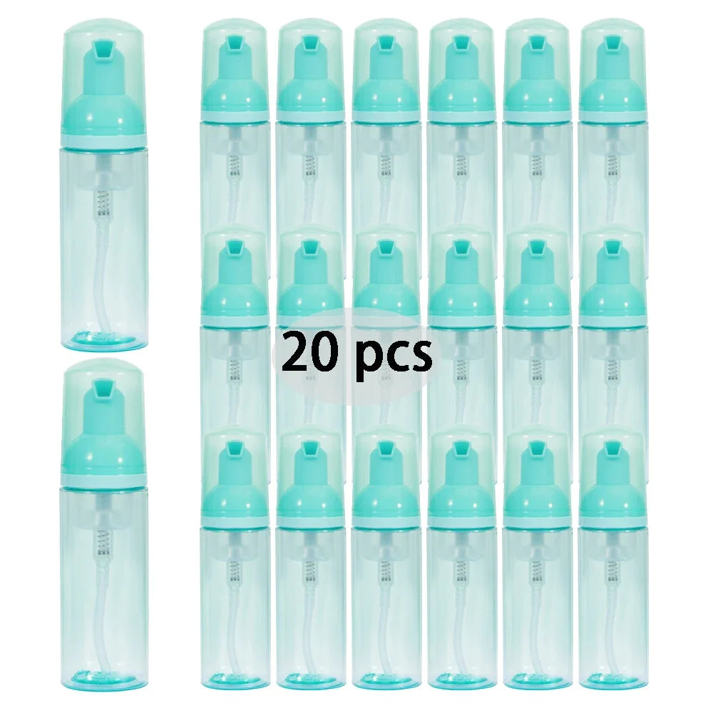 flacons mousse transparents moderne pompe 60ml noir bleu rose blanc gris rechargeables echangement