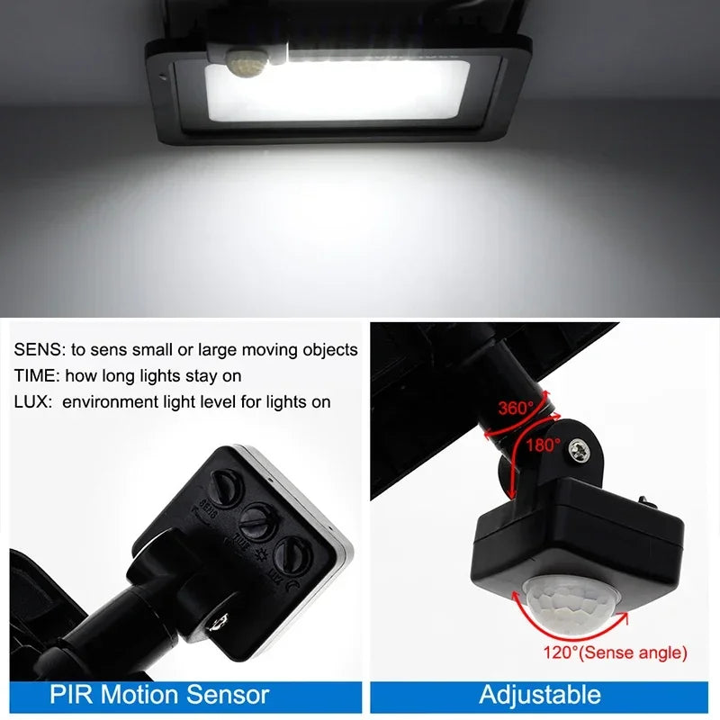 projecteur led noir moderne cale fer ip66 sensor 120 degré angle détection minutes lumière