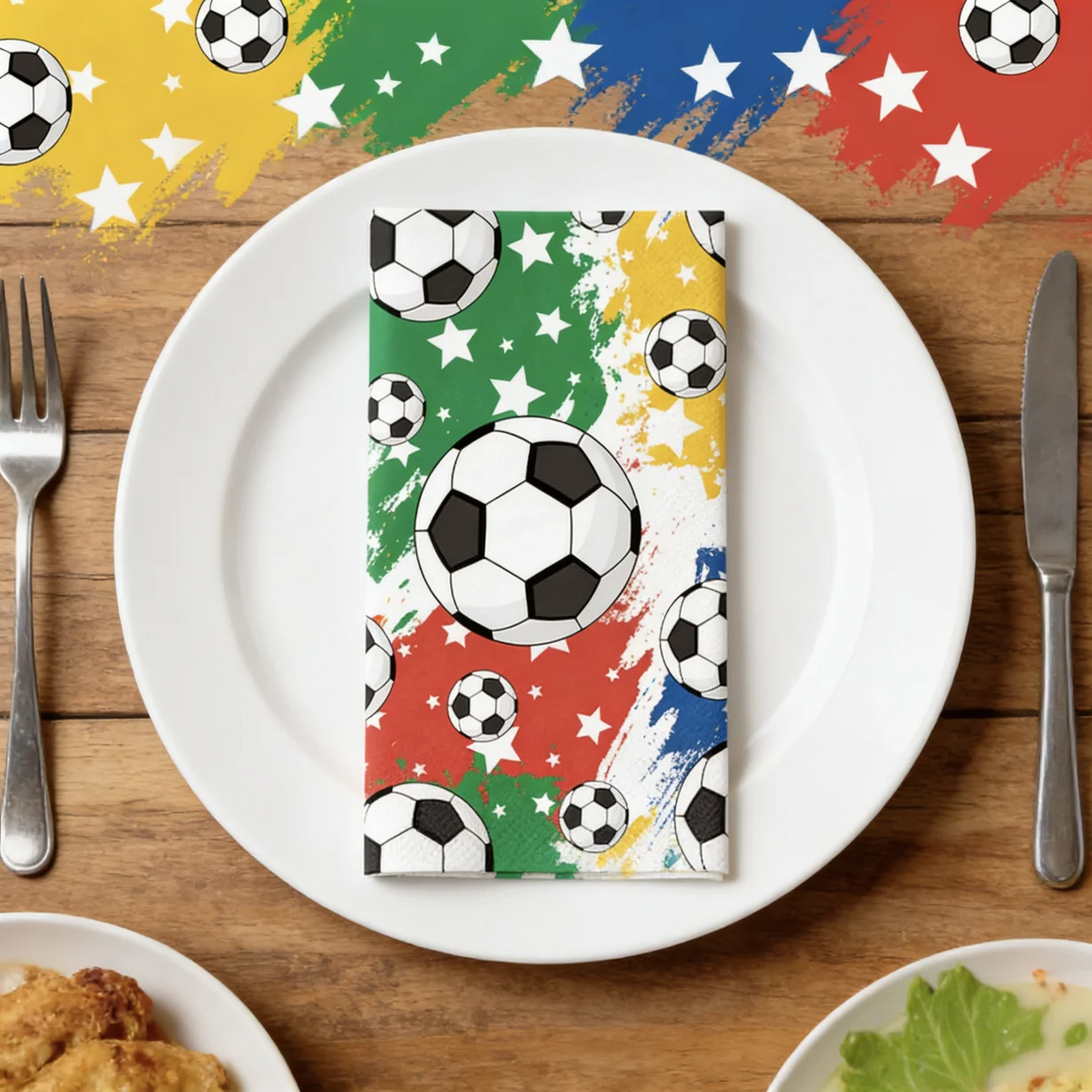 serviettes jetables multicolores football étoiles modernes fêtes anniversaires restaurants bars