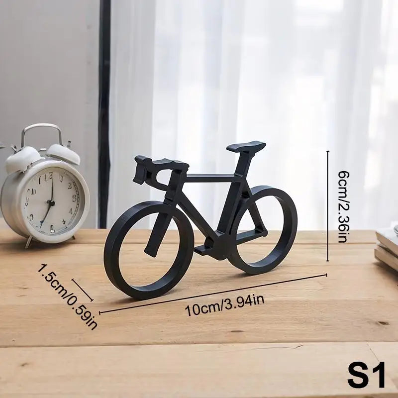 décoration moderne minimaliste sculpture vélo noir rouge blanc anneau métallique