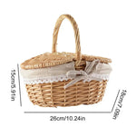 panier tressé osier rustique couvercle double pique nique provisions muffins brioche nappe carreauxextérieur rangement