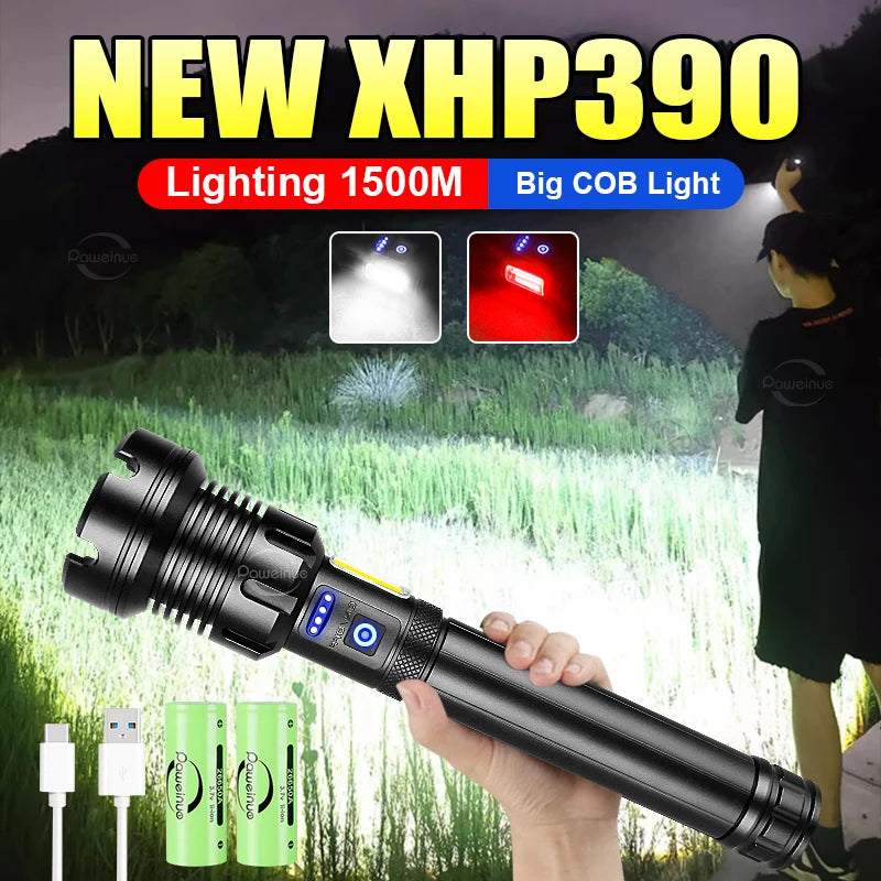 torche rechargeable led puissante lumiere noire alliage aluminium camping chasse tactique externe usb