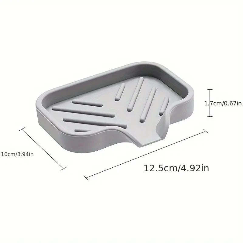 plateau silicone gris rangement évier moderne éponge savon flacon minimalist