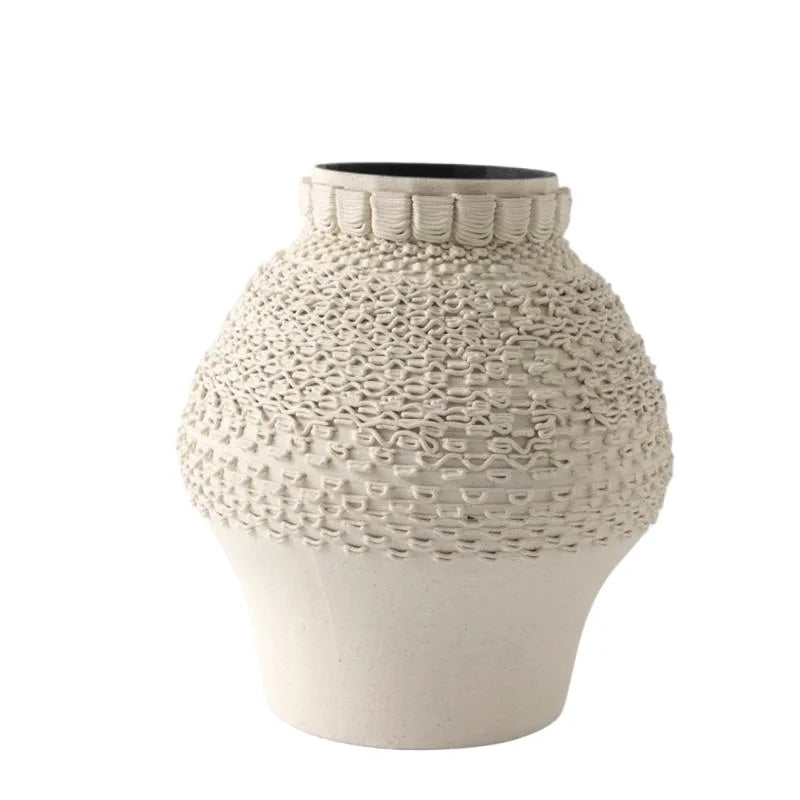 vase céramique moderne blanc texture tissée décoration intérieure plié