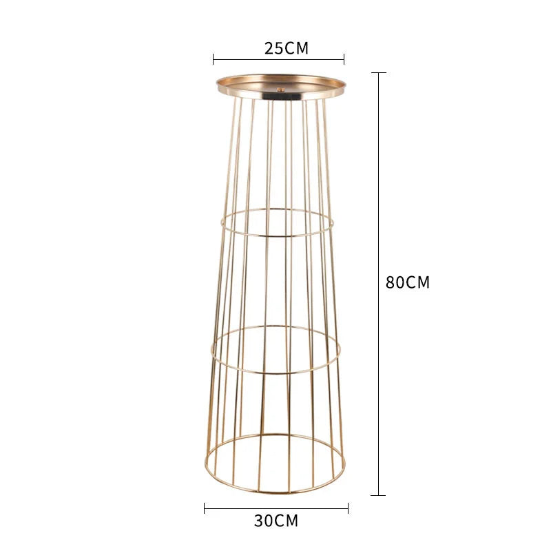 vases métal doré moderne structure maille support floral conique 60cm 80cm haute qualité décoration
