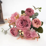 bouquet fleurs artificielles soie roses hortensias pivoines décoration mariage anniversaire intérieur moderne élégant