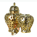 vase moderne or blanc argent réseau géométrique élégant poignée couvercle