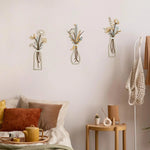 décoration murale moderne bouquet fleurs métal adhésifs blanc beige marron minimaliste chambre salon