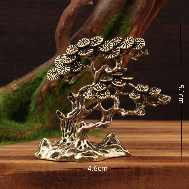 décoration intérieure sculpture arbre moderne feuilles stylisées cuivre doré artisanal base sculptée