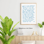 toile d'art moderne texte imprimé blanc rouge bleu sans cadre vertical