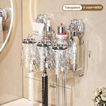 porte produits mural transparent texturé moderne ventouse brosses dents salle bain
