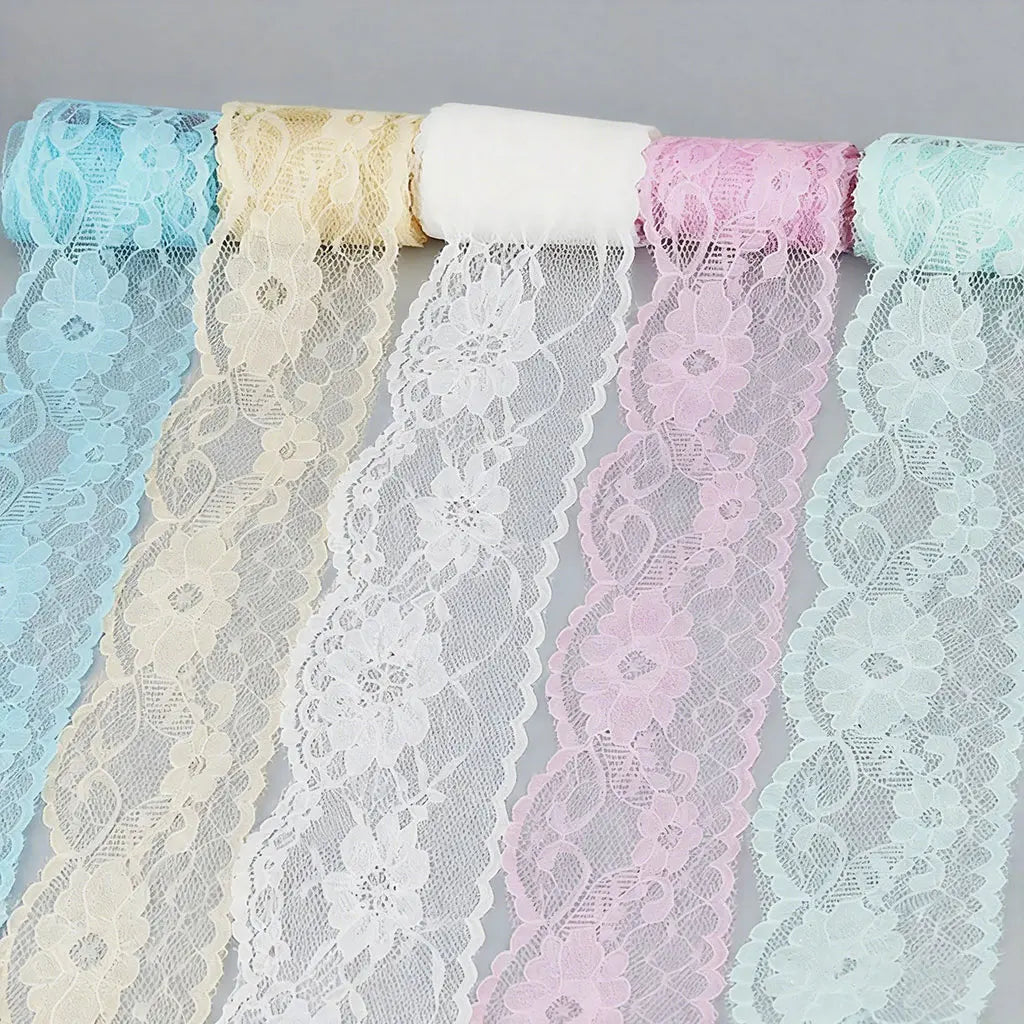 ruban dentelle fleurs rose blanc bleu beige gris rouge vert violet classique polyester écologique