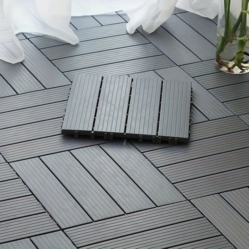 sol modulaire plaque rayées marron gris moderne extérieur balcon terrasse jardin