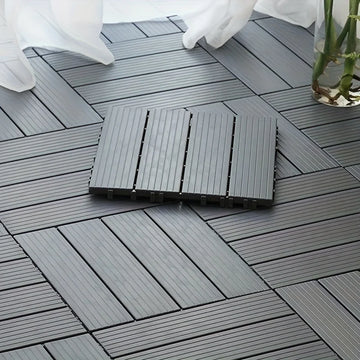 sol modulaire plaque rayées marron gris moderne extérieur balcon terrasse jardin