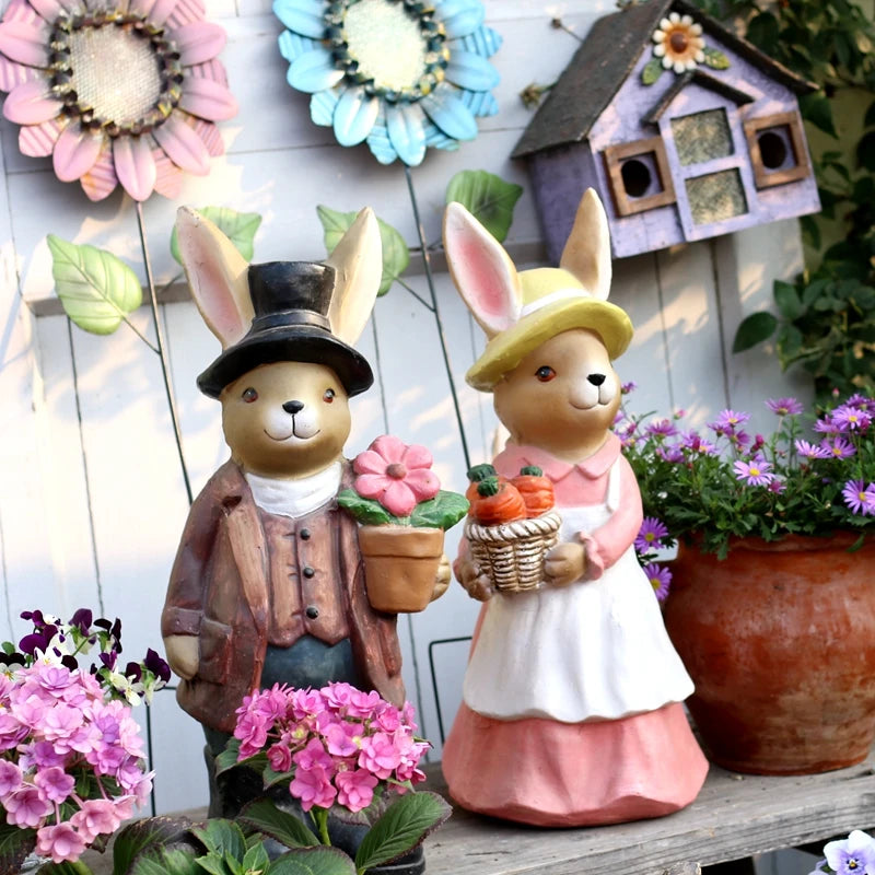 statue jardin lapin couple decor floral ornements paysagers decoration exterieure erotique erotique erotique erotique