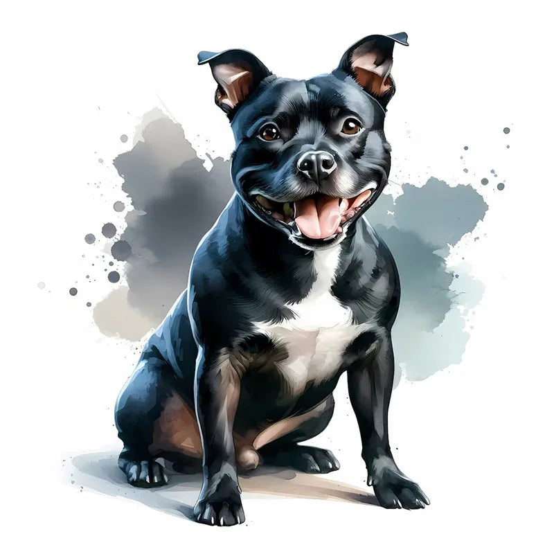 sticker adhésif mur illustration chien moderne noir blanc gris vert bleu pvc amovible réutilisable
