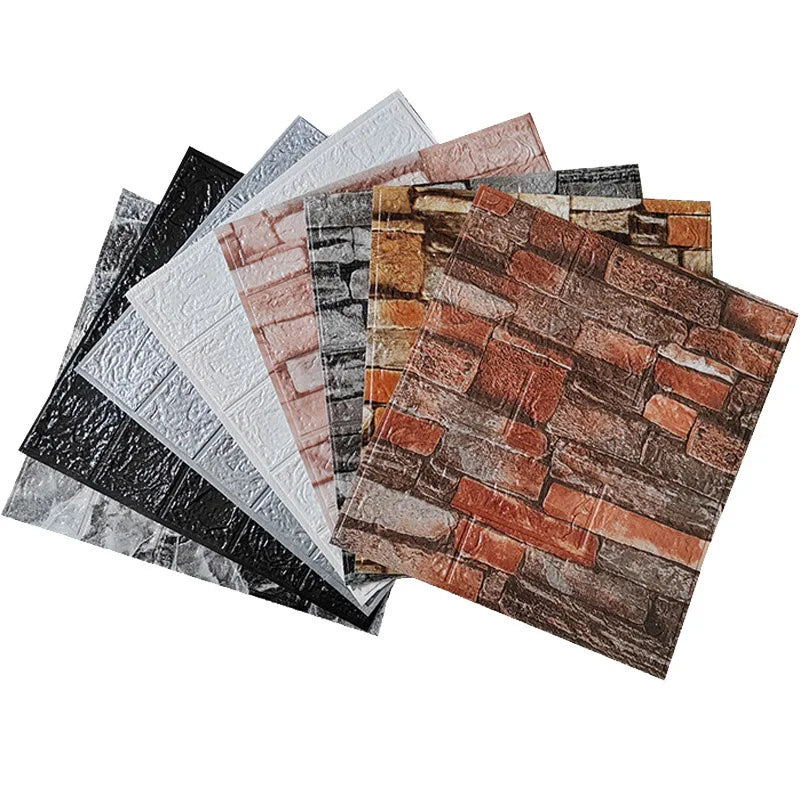 décoration murale adhésive brique texture moderne panneau noir rose marron rustique