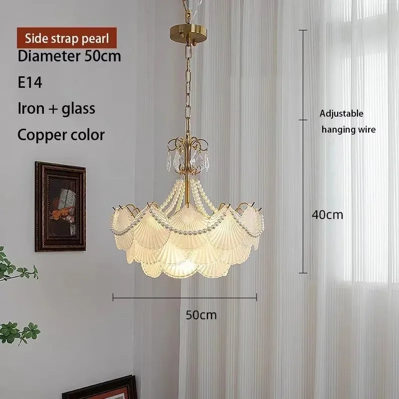 lampe suspendue blanc doré éventails classique vintage chaîne certifications sécuritéfluxlumineuxfaible