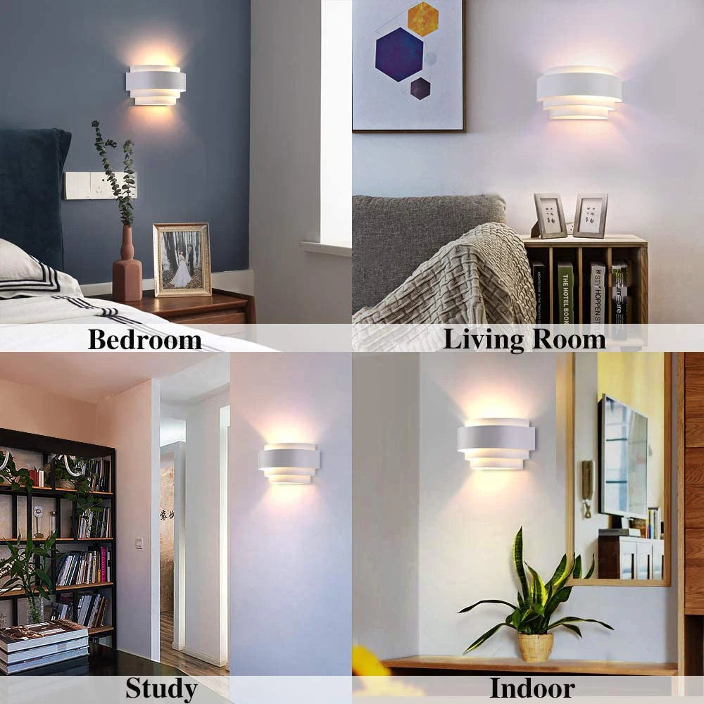 applique murale led moderne blanc ronds concentriques cuisine chambre coucher salon entree étude