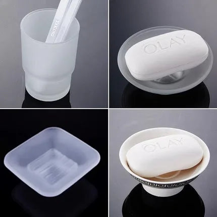 support savon salle bain moderne verre transparent accessoires toilette cosmétique