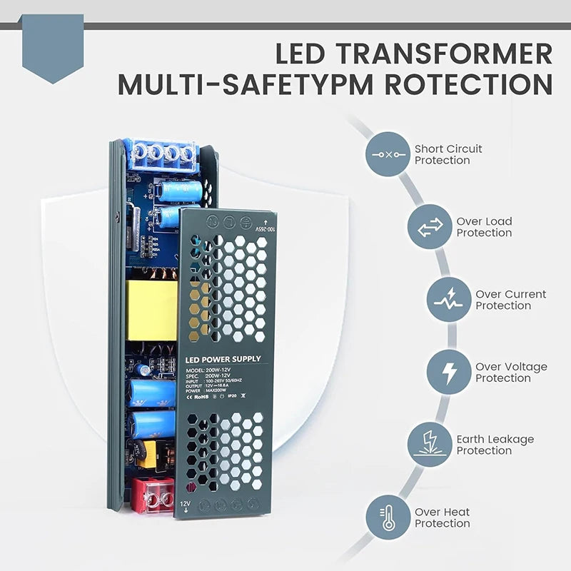 transformateur led alimentation 12v 24v 60w 100w 150w 200w 300w 400w industrielle ventilation noire
