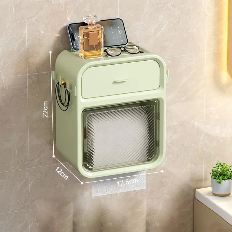distributeur papier toilette moderne minimaliste adhésif blanc vert grille rétro