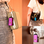 lampe torchon rechargeable uv violet bleu texture metallique anneau fixation moderne compact