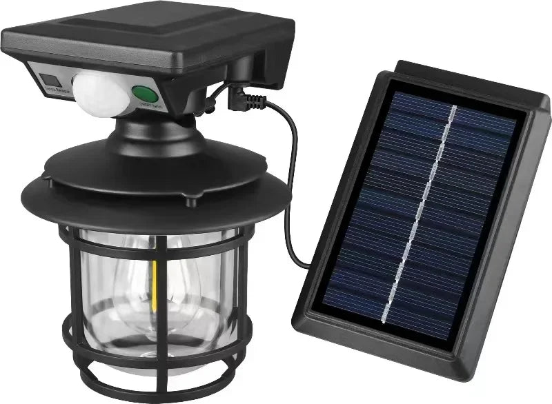 lampe murale solaire ip65 étanche led noir cadre doré verre opalin rétro capteur mouvement