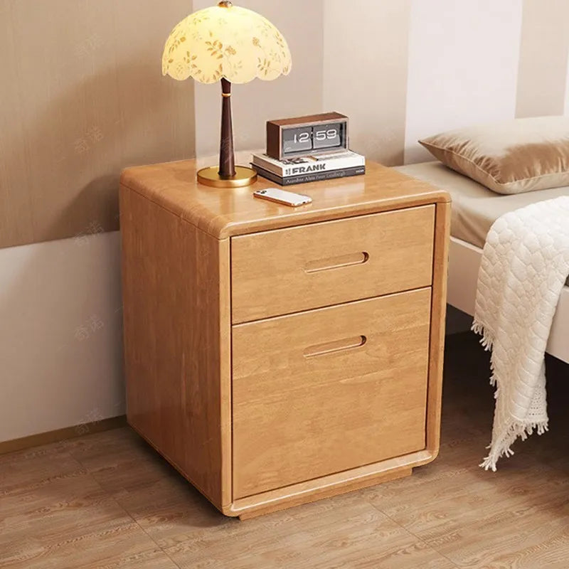 meuble chevet marron clair tiroir sécuritaire table nuit bois naturel minimaliste