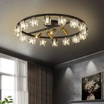 lampe moderne élégante cristal noir doré ampoules led chambre salon étude entrée