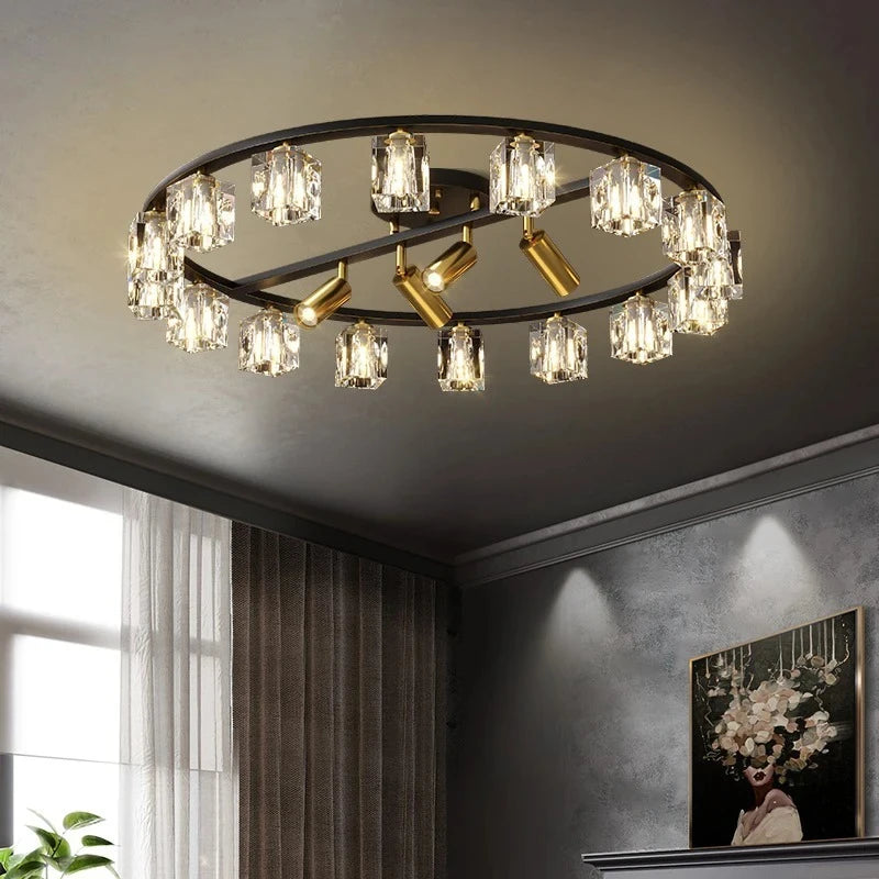 lampe moderne élégante cristal noir doré ampoules led chambre salon étude entrée