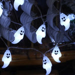 guirlande lumineuse halloween fantômes souriants led blanc jaune vert rose bleu festive vacances