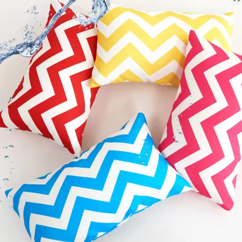 housse coussin extérieur imperméable 30x50cm 45x45cm rayées blanc jaune moderne amovible lavable
