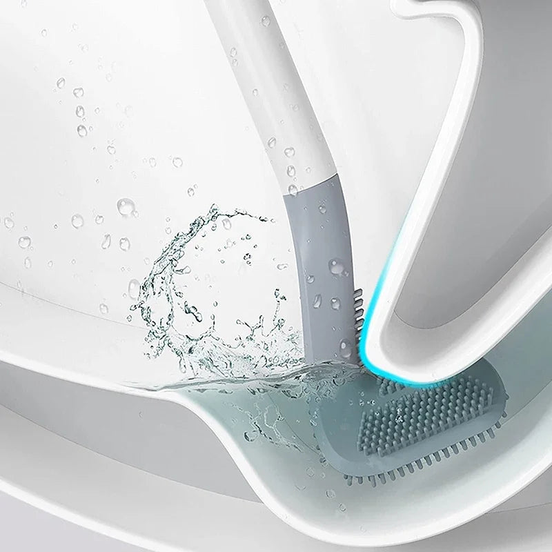 brosse wc silicone gris blanc moderne respectueux environnement bristles poignée