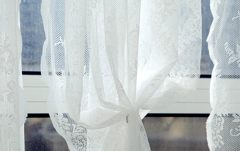 rideaux dentelle florale blanc rose gris tissu voile fleur romantique shabby chic translucide