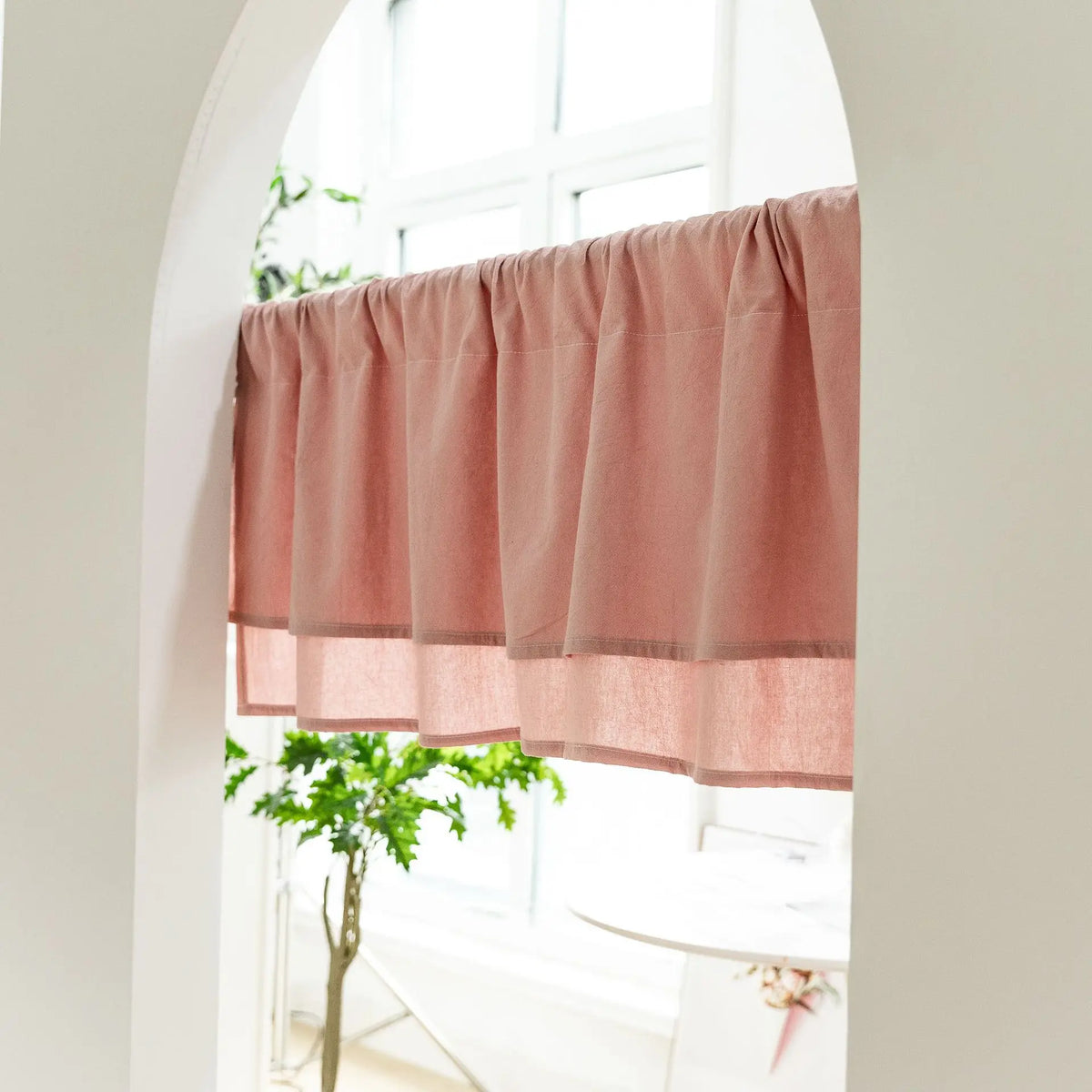 rideau coton rose pâle vert olive uni moderne minimaliste opacité maison